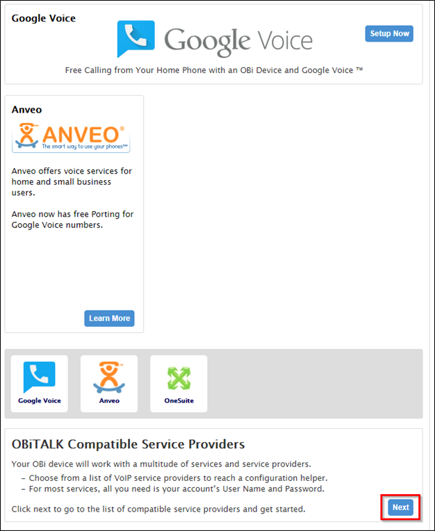 OBi TALK Compatible Service Providers