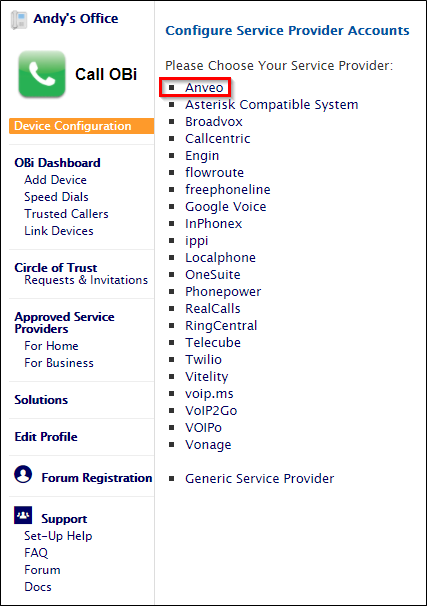 Service Provider Options